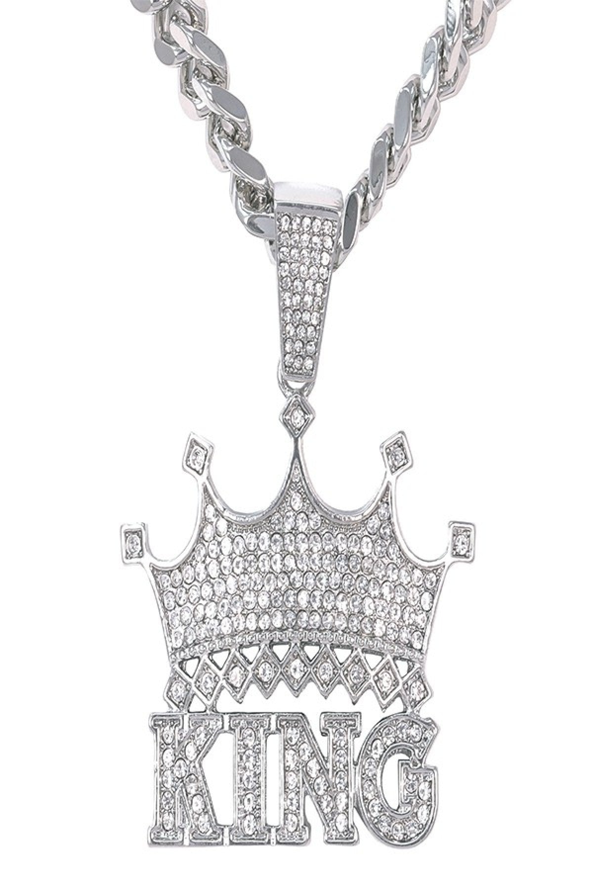 HIP HOP ICED OUT KING PENDANT CUBAN CHAIN-4