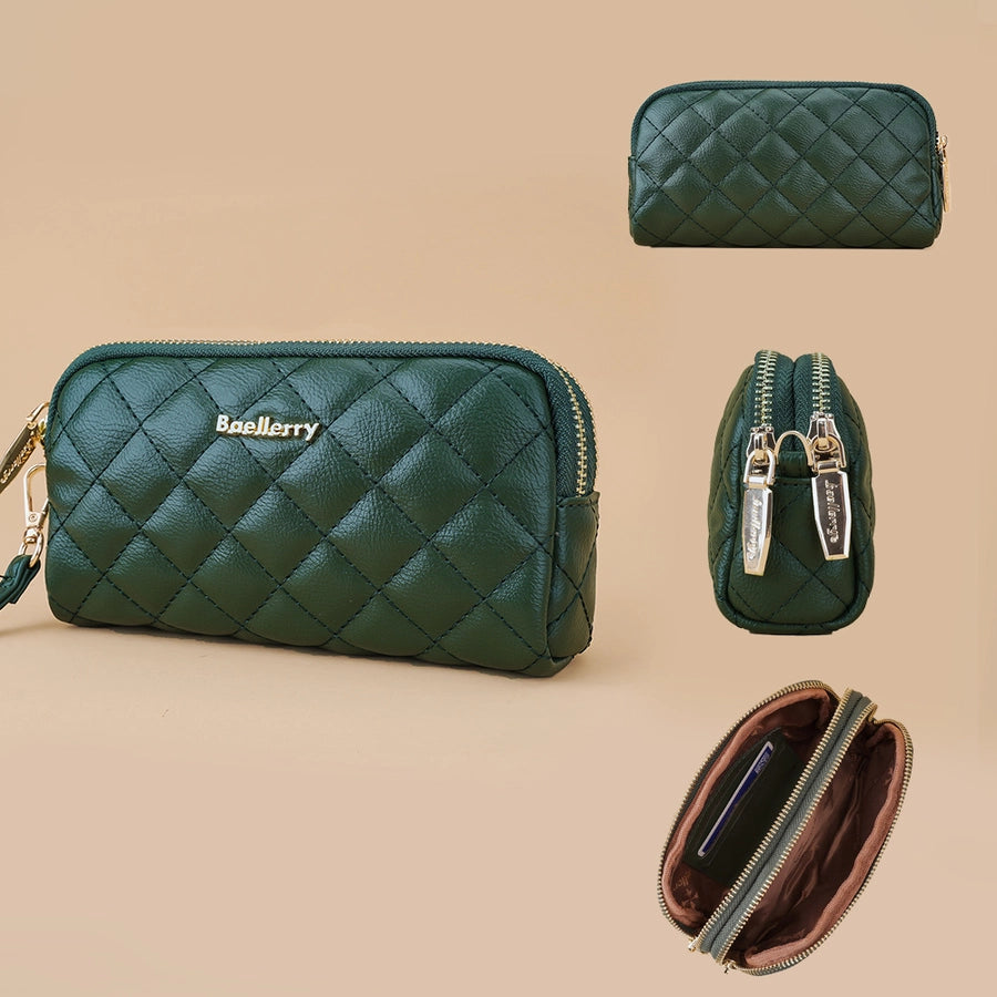 new women's long handbag Baellerry rhombus double zipper mobile phone wallet coin purse