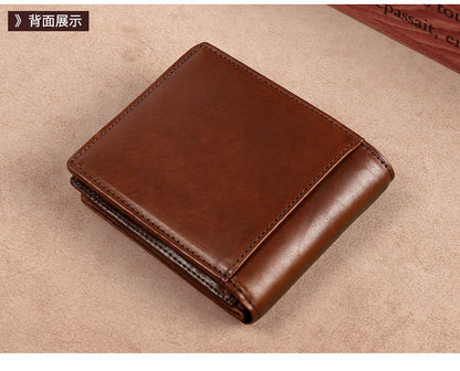 rfid men's short wallet ultra-thin student wallet genuine leather youth men's bag horizontal coin purse