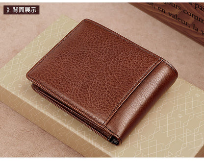 rfid men's short wallet ultra-thin student wallet genuine leather youth men's bag horizontal coin purse