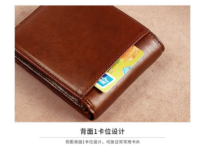 rfid men's short wallet ultra-thin student wallet genuine leather youth men's bag horizontal coin purse
