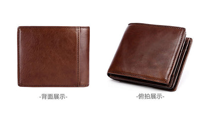 rfid men's short wallet ultra-thin student wallet genuine leather youth men's bag horizontal coin purse