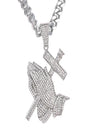 HIP HOP ICED OUT PRAYING HANDS PENDANT CUBAN CHAIN-4