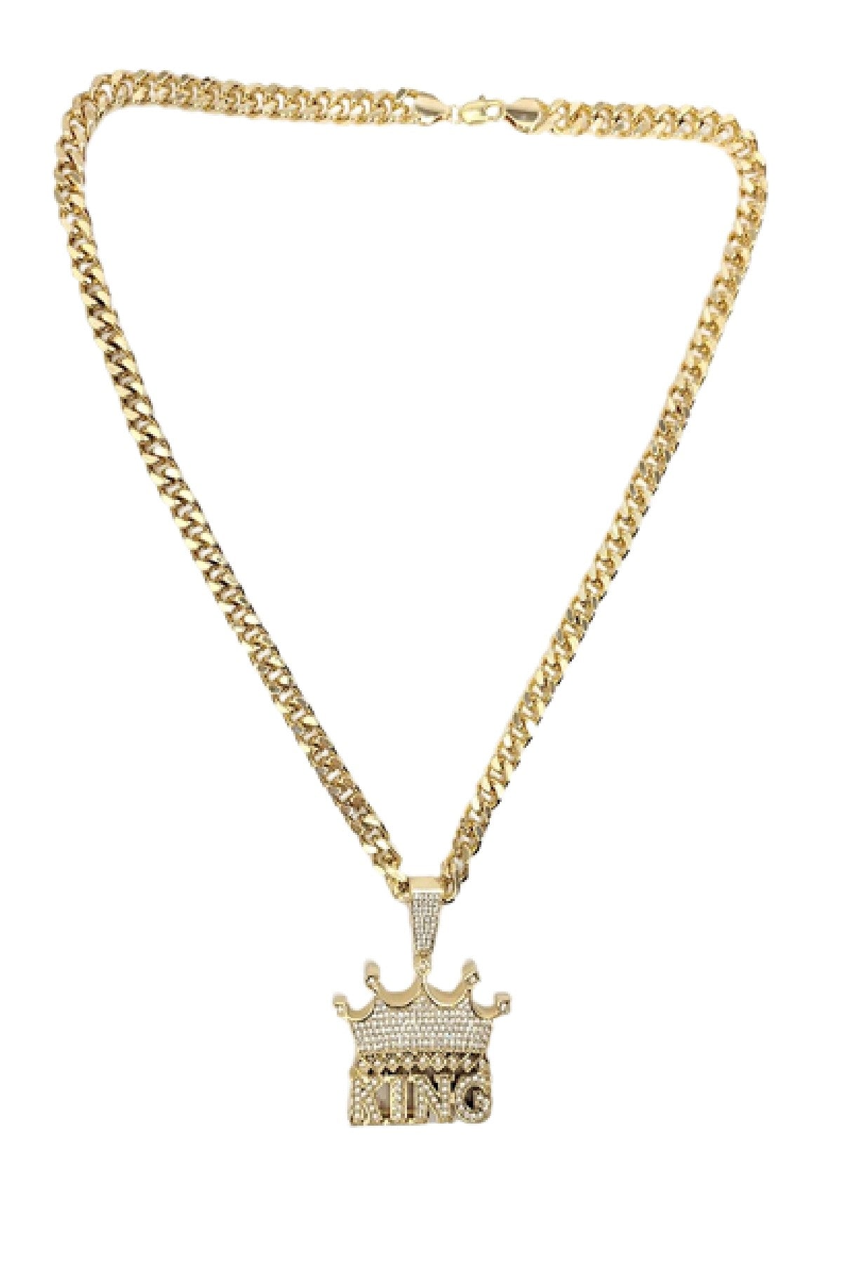 HIP HOP ICED OUT KING PENDANT CUBAN CHAIN-3