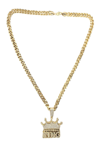HIP HOP ICED OUT KING PENDANT CUBAN CHAIN-3