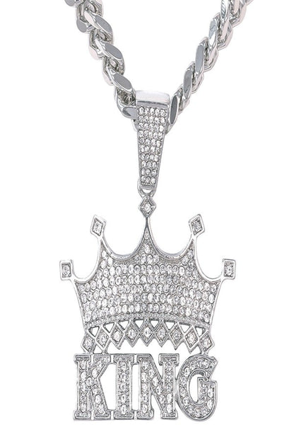 HIP HOP ICED OUT KING PENDANT CUBAN CHAIN-4