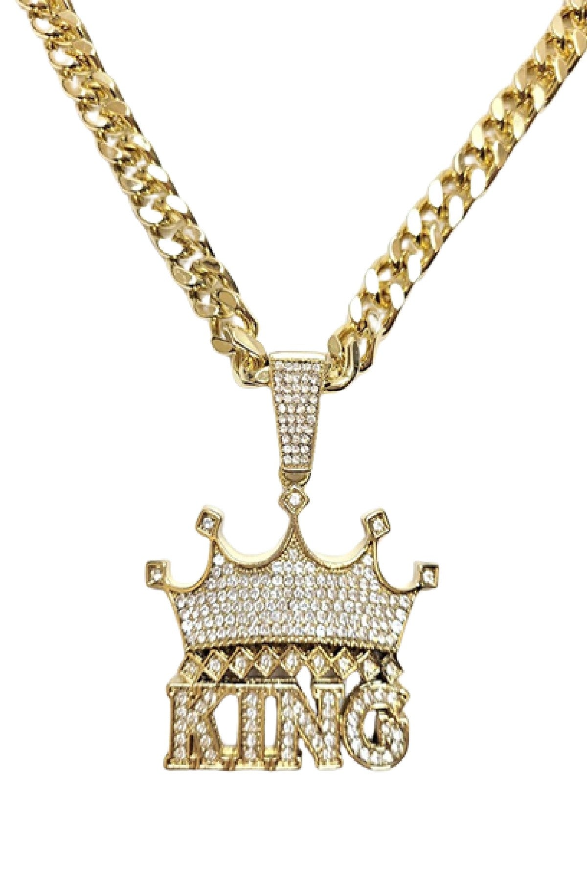 HIP HOP ICED OUT KING PENDANT CUBAN CHAIN-1