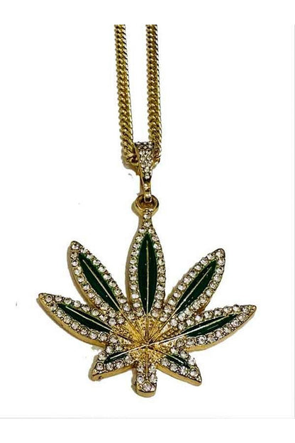 Stone leaf Pendant long Necklace-1