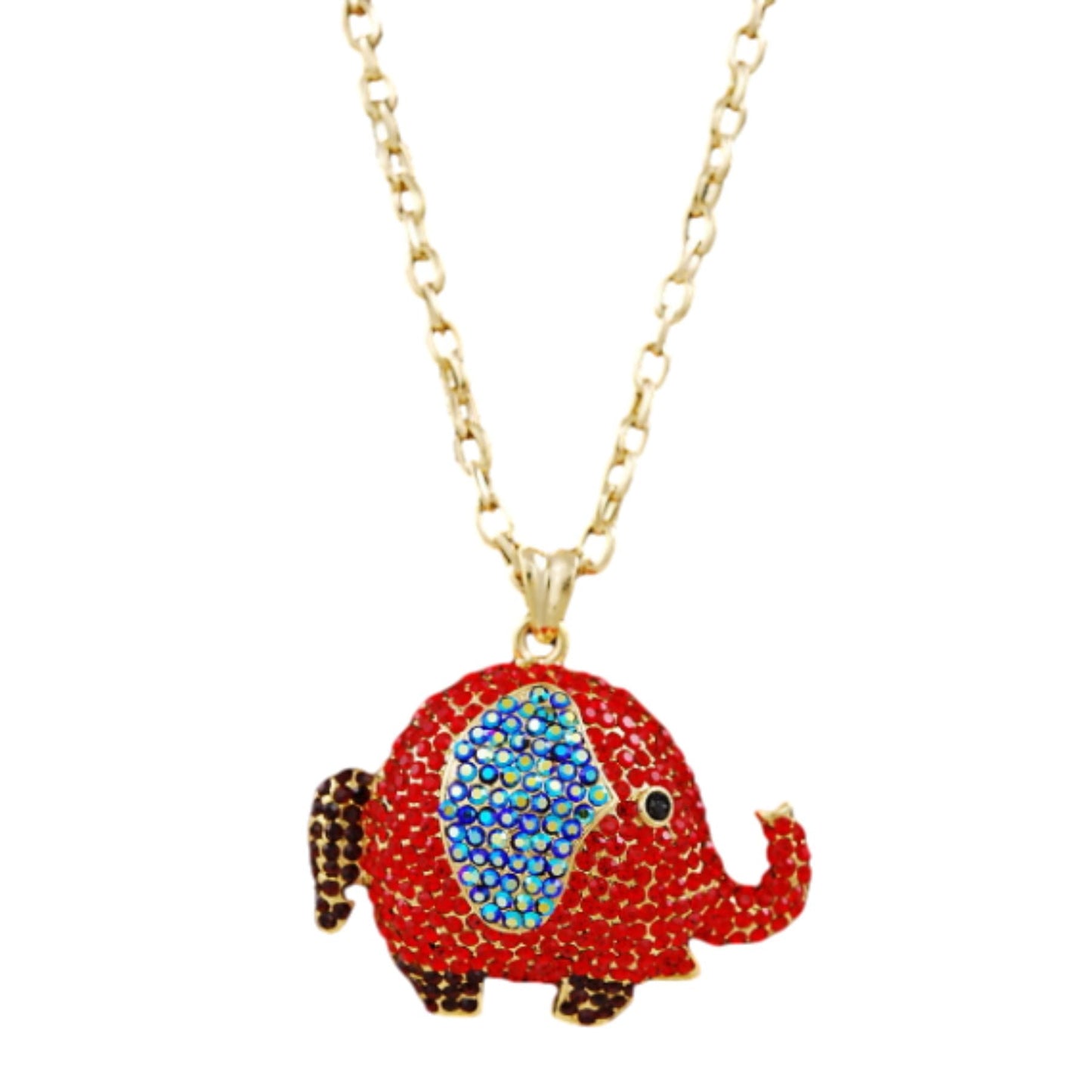 Studded Elephant Pendant Necklace-4