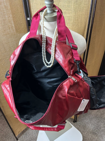 Delta Sigma Theta Large Red Leather Duffel Bag--1