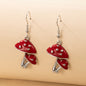 Simple red mushroom earrings
