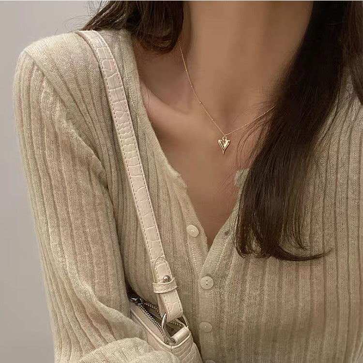 simple style heart shape titanium steel plating gold plated pendant necklace