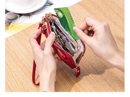 Unisex Solid Color Leather Side Zipper Coin Purses