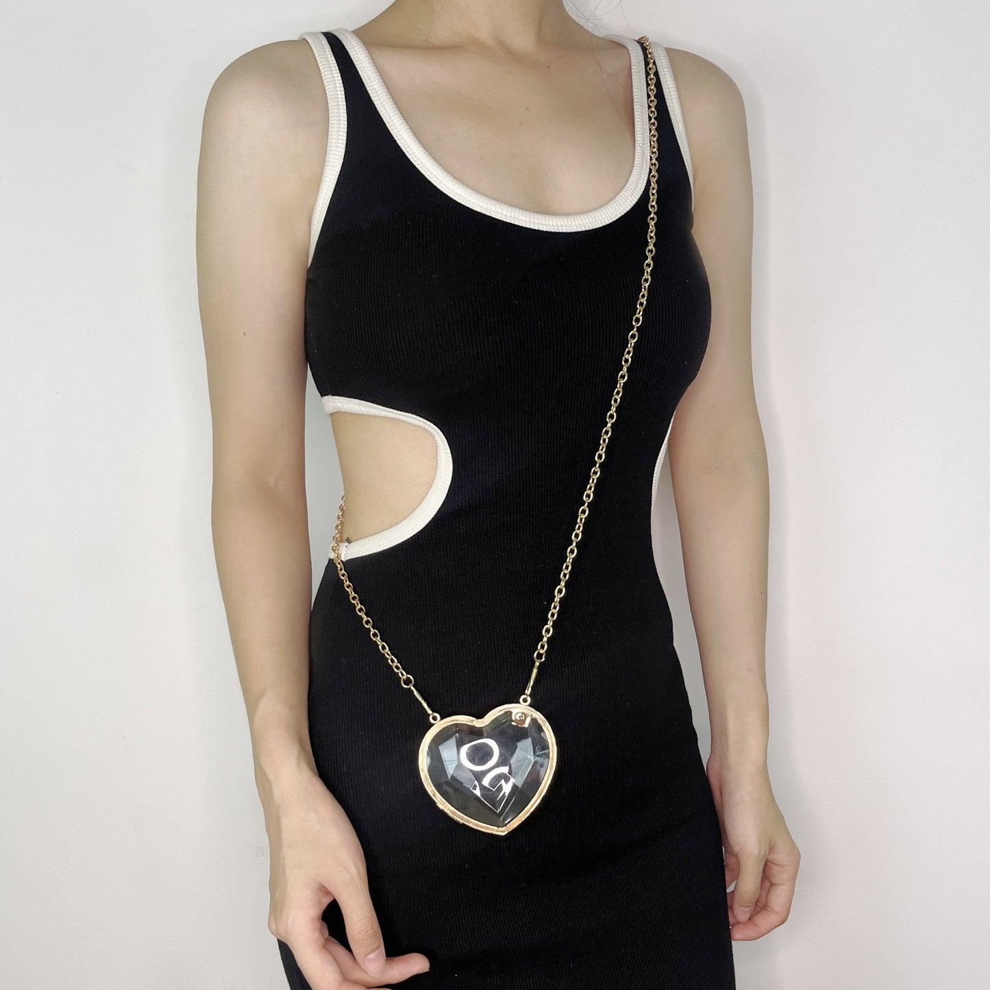 Silver Heart Black Heart Transparent Heart Arylic Solid Color Heart-shaped Evening Bags