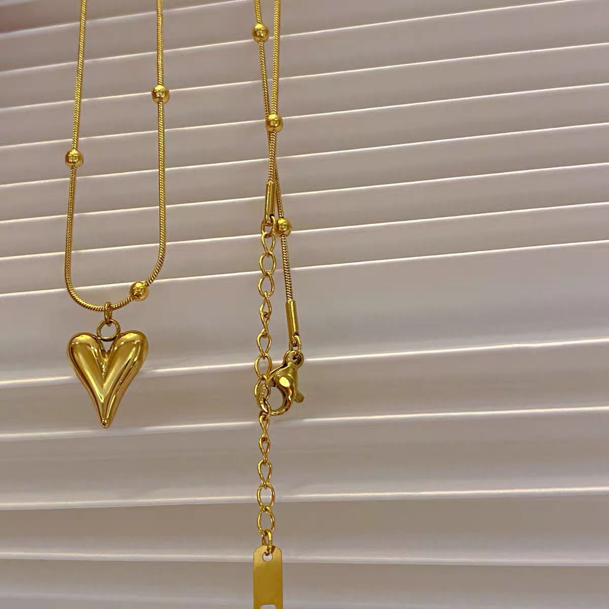 simple style heart shape titanium steel plating gold plated pendant necklace