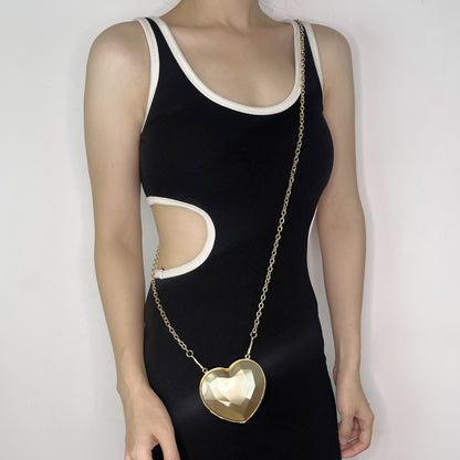 Silver Heart Black Heart Transparent Heart Arylic Solid Color Heart-shaped Evening Bags