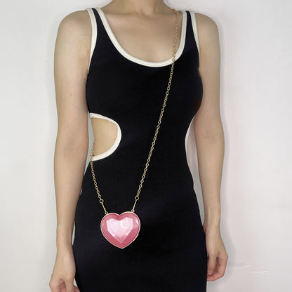Silver Heart Black Heart Transparent Heart Arylic Solid Color Heart-shaped Evening Bags