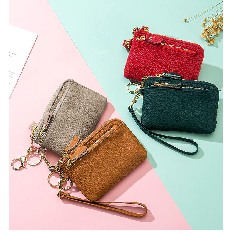 Unisex Solid Color Leather Side Zipper Coin Purses