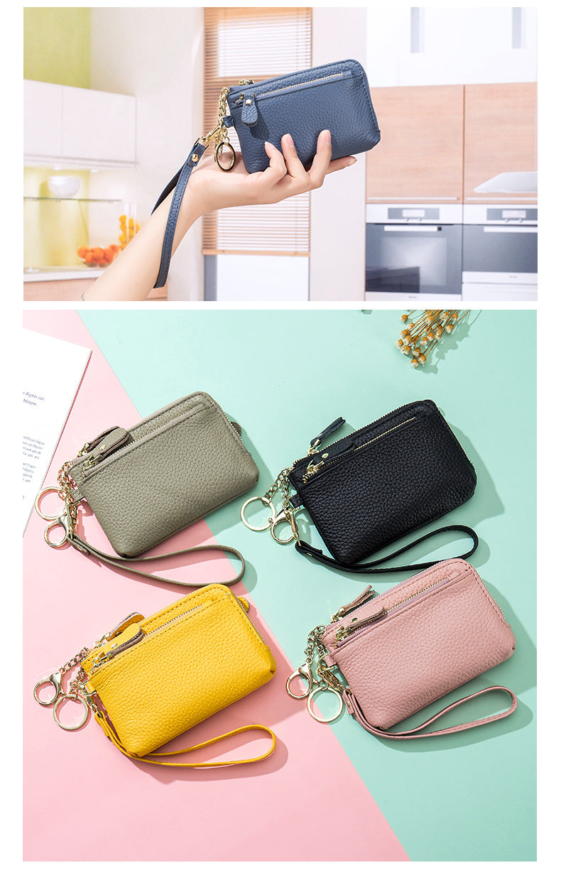 Unisex Solid Color Leather Side Zipper Coin Purses