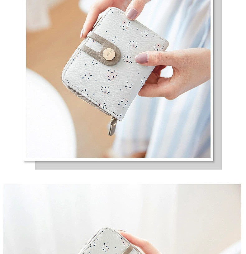 women's flower pu leather buckle wallets