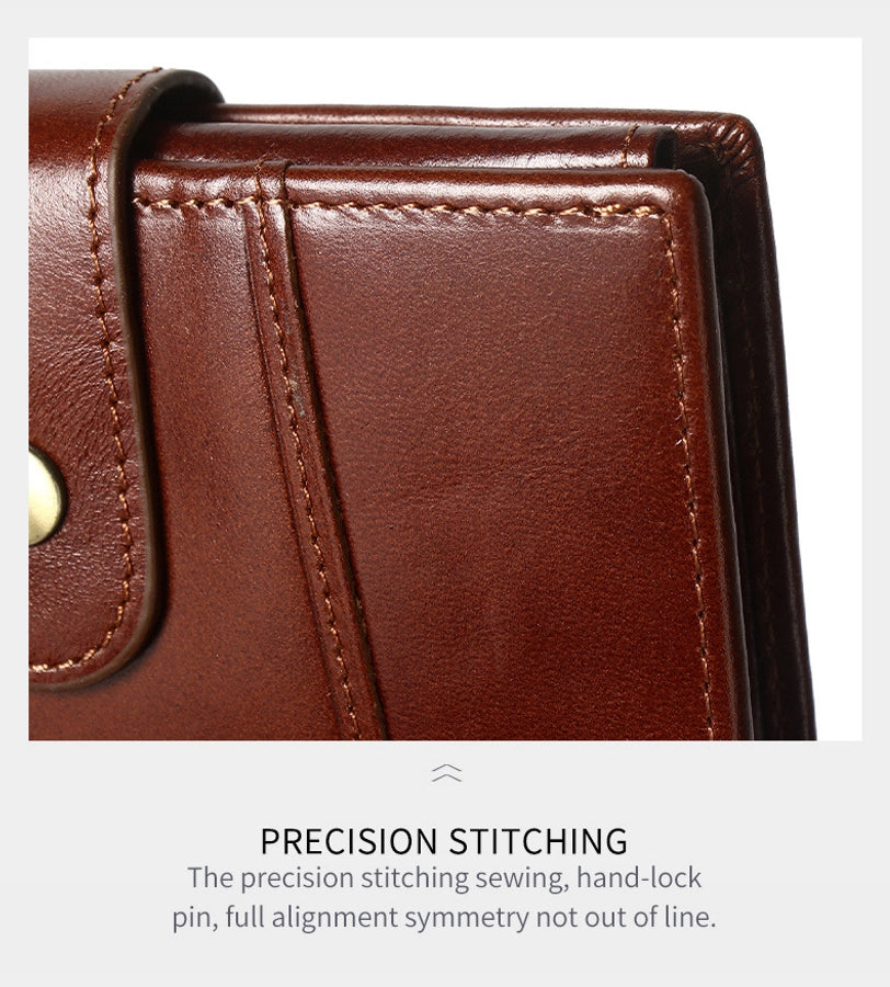 hot-selling leather short men's wallet large capacity cowhide card holder vintage RFID Multi-card coin purse