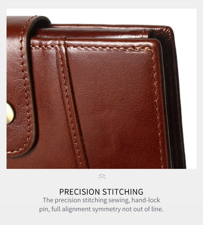 hot-selling leather short men's wallet large capacity cowhide card holder vintage RFID Multi-card coin purse