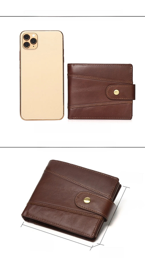 hot-selling leather short men's wallet large capacity cowhide card holder vintage RFID Multi-card coin purse