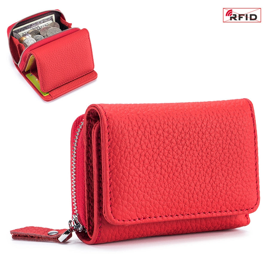 Women's Solid Color Leather Flip Cover Wallets