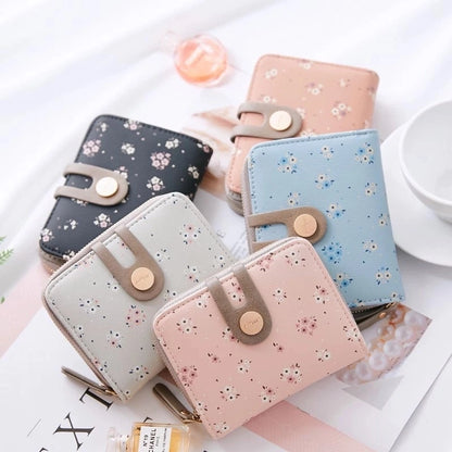 women's flower pu leather buckle wallets
