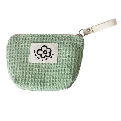 Hh Japanese Style Cute Simple Waffle Coin Purse Women's Small Portable Wristlet Bag Summer Flower  New
