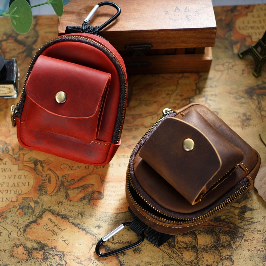 new original outdoor sports coin purse casual portable small saddle bag cowhide buggy bag zipper bag key pouch