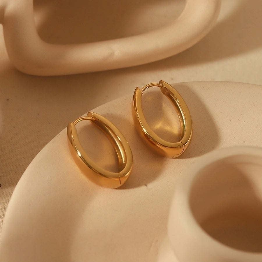 1 Pair Elegant Simple Style Solid Color Polishing Plating 304 Stainless Steel 18K Gold Plated Earrings