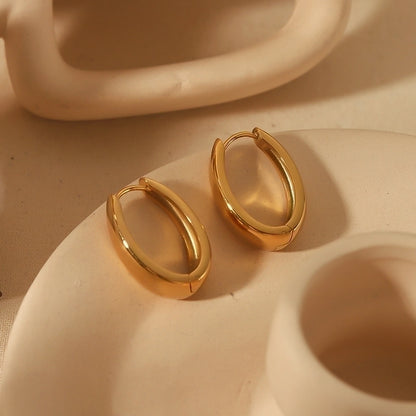 1 Pair Elegant Simple Style Solid Color Polishing Plating 304 Stainless Steel 18K Gold Plated Earrings