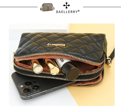 new women's long handbag Baellerry rhombus double zipper mobile phone wallet coin purse