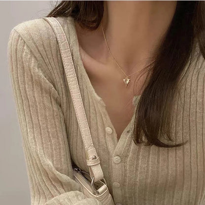 simple style heart shape titanium steel plating gold plated pendant necklace