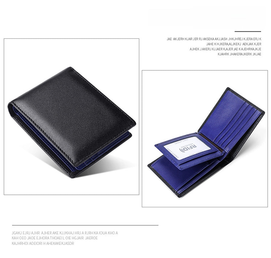 Supply Genuine Leather Men's Wallet Multi-function Coin Purse RFID Anti-theft Brush Short Cowhide Multi-card Wallet