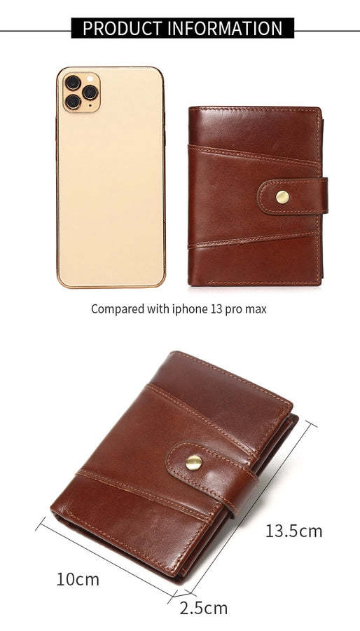 hot-selling leather short men's wallet large capacity cowhide card holder vintage RFID Multi-card coin purse