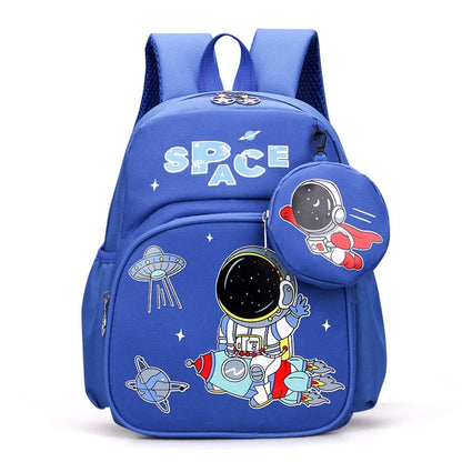 Pupils' Bag with Coin Purse Children's Printed Schoolbag Cute Cartoon Children's Ridge Protection Schoolbag