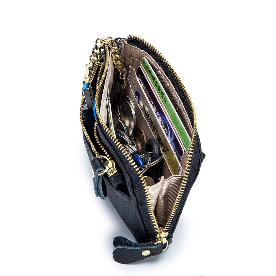 Unisex Solid Color Leather Side Zipper Coin Purses
