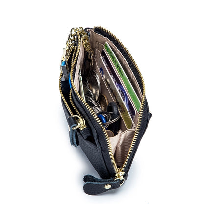 Unisex Solid Color Leather Side Zipper Coin Purses