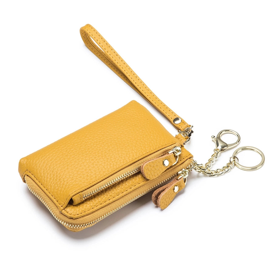 Unisex Solid Color Leather Side Zipper Coin Purses