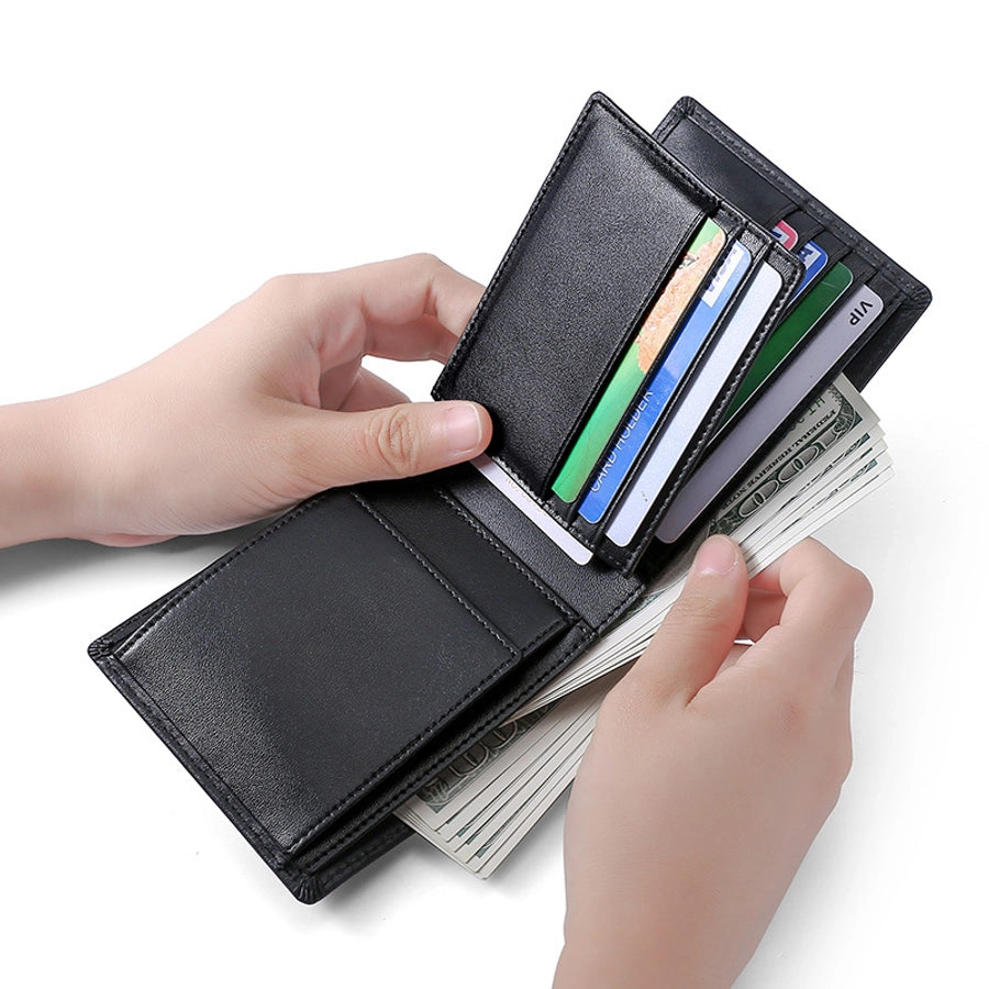 Supply Genuine Leather Men's Wallet Multi-function Coin Purse RFID Anti-theft Brush Short Cowhide Multi-card Wallet