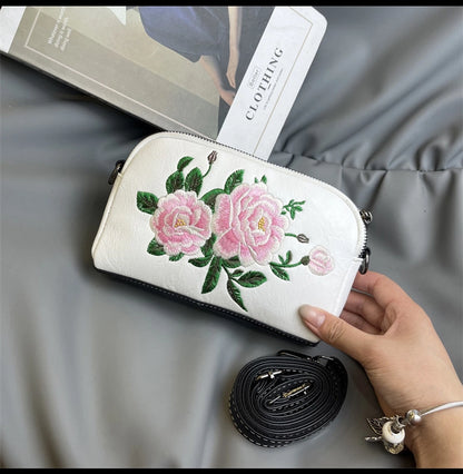 Mobile Coin Purse Women's Ethnic Embroidered Middle-aged Mother Bag Multi-compartment Chinese Style Shoulder Crossbody Clutch Bag