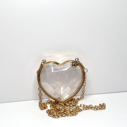 Silver Heart Black Heart Transparent Heart Arylic Solid Color Heart-shaped Evening Bags