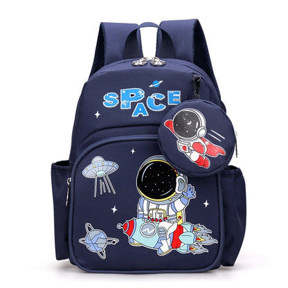 Pupils' Bag with Coin Purse Children's Printed Schoolbag Cute Cartoon Children's Ridge Protection Schoolbag