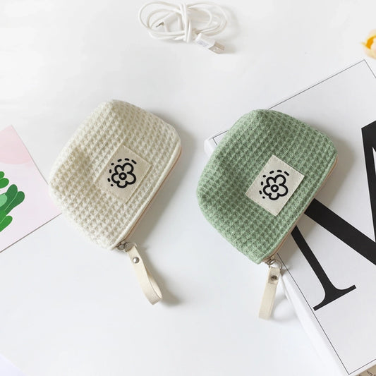 Hh Japanese Style Cute Simple Waffle Coin Purse Women's Small Portable Wristlet Bag Summer Flower  New