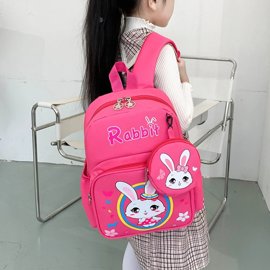 Pupils' Bag with Coin Purse Children's Printed Schoolbag Cute Cartoon Children's Ridge Protection Schoolbag