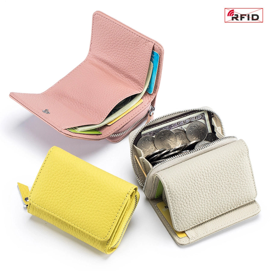 Women's Solid Color Leather Flip Cover Wallets