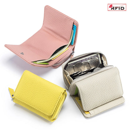 Women's Solid Color Leather Flip Cover Wallets