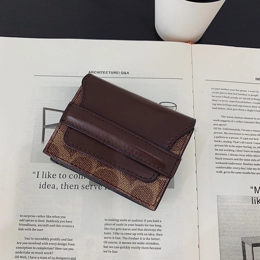 ladies retro small wallet contrast-colored coin purse fashion short folding card holder